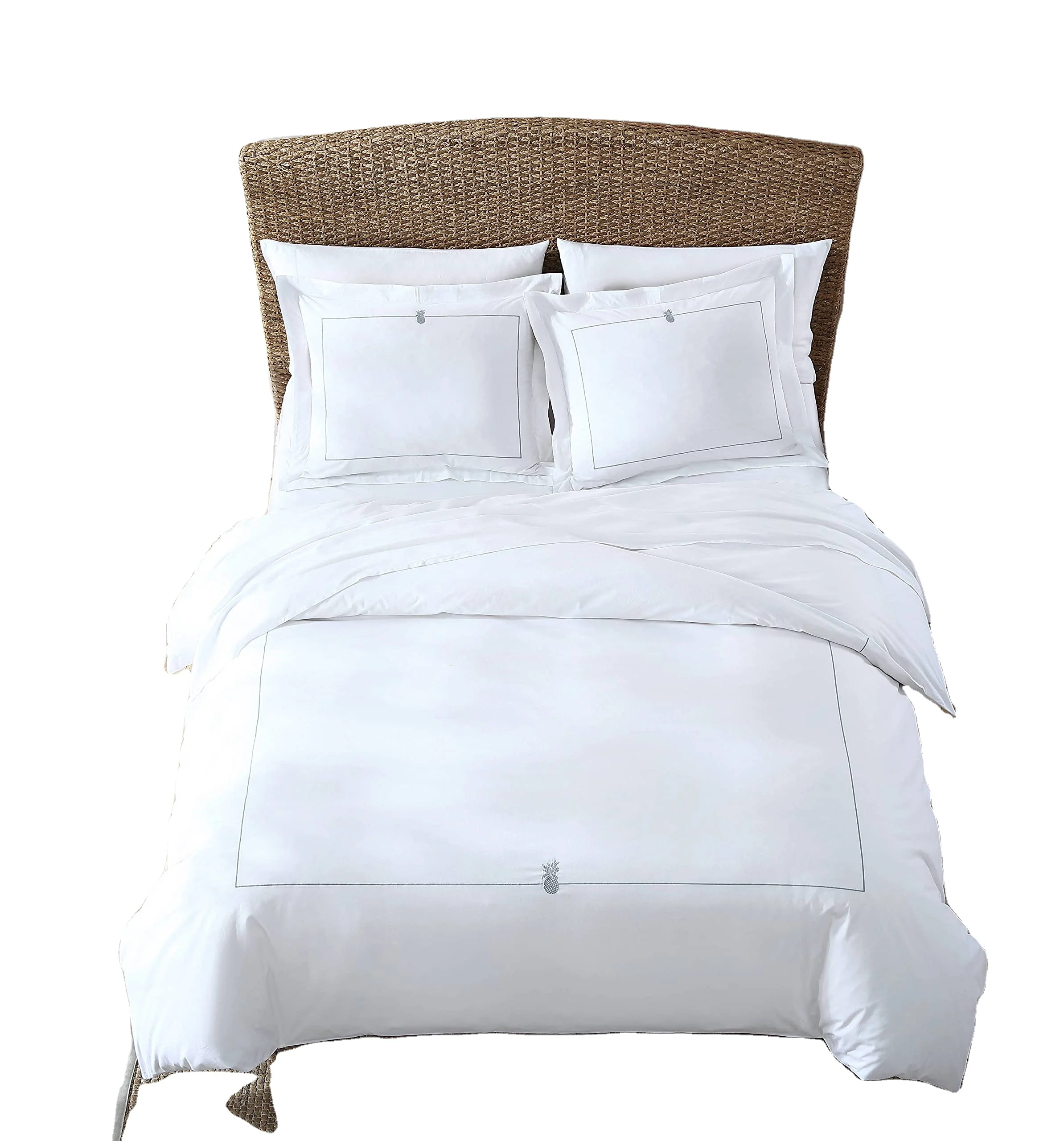 QSY 100% Cotton Duvet Cover Set Comforter King Size-3pcs Soft Bedding with Striped Detail, 1 Duvet Cover and 2 Pillowcases