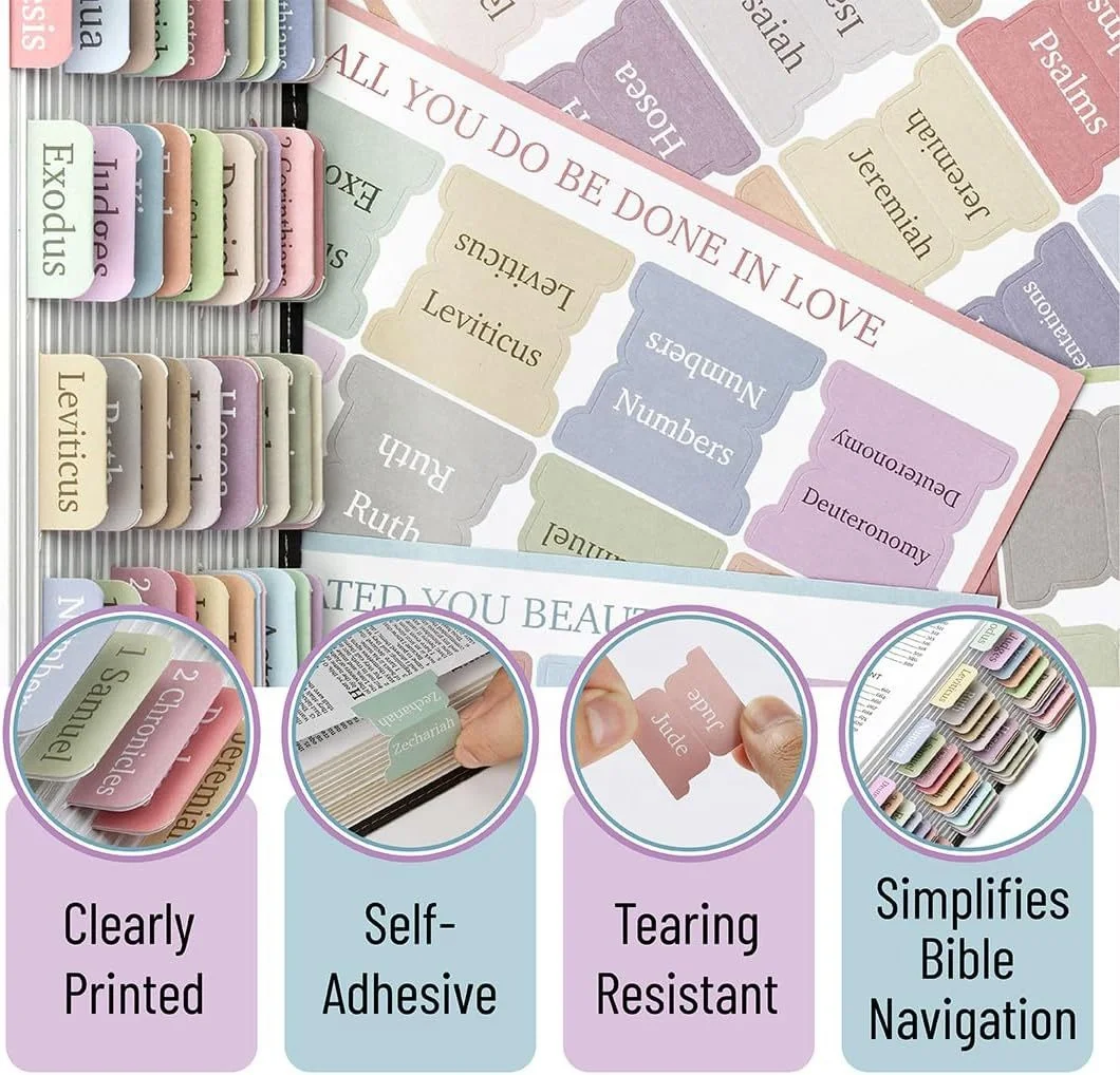 Bible Index Tabs Self Adhesive 75pcs per set Ready To Ship Paper Bible Sticker Tabs For Remark