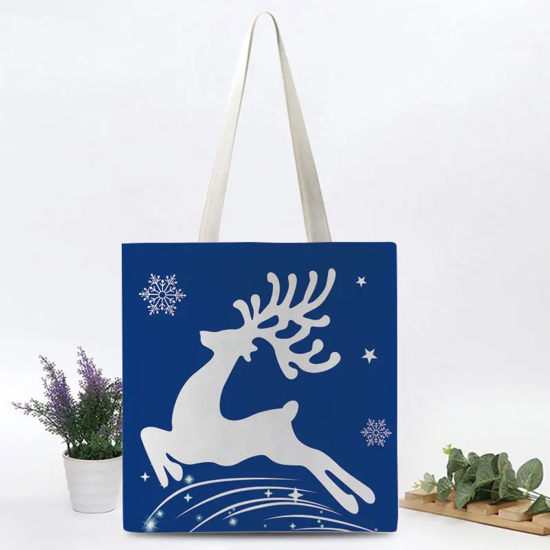 Customized Linen Burlap Beam Cotton Canvas Large Drawstring Christmas Bag Sacks