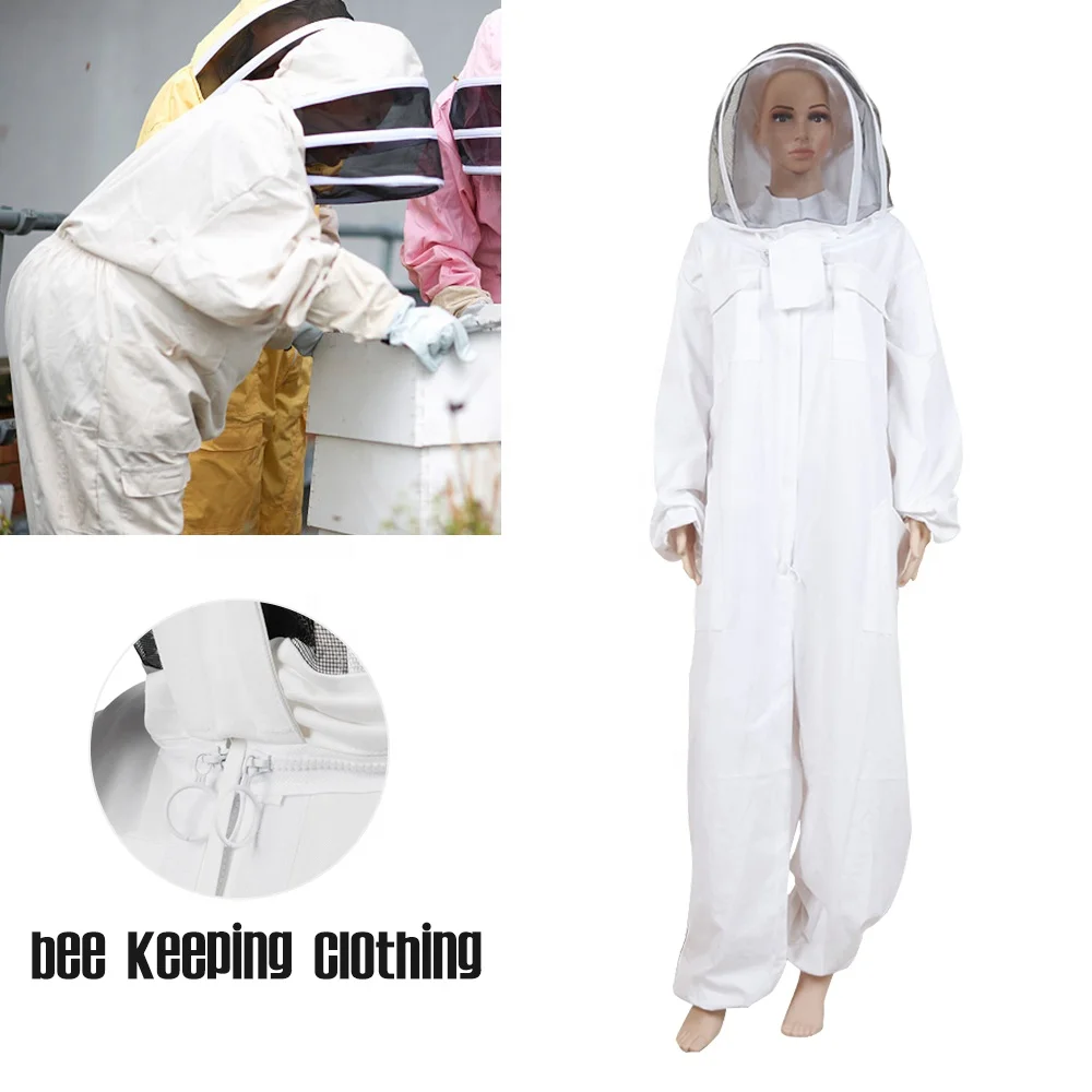 Beekeeping Clothing Apiculture White Bee Keeping Jacket with Hood Hat-Veil Beekeeping Beekeeper Suit
