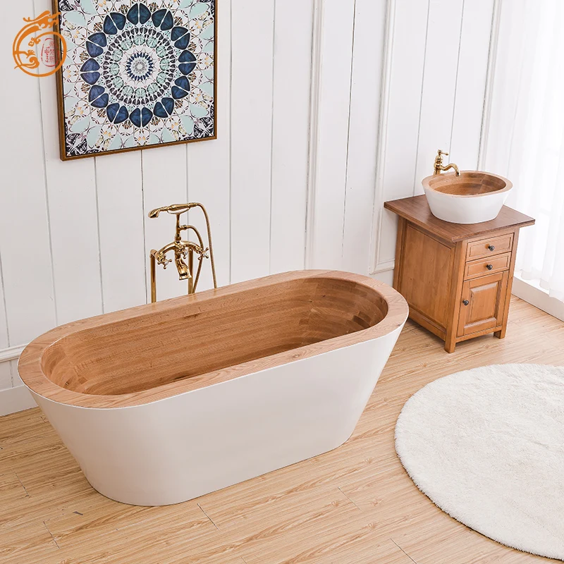 Hot Sale Solid Surface Bathtub Resin Wood Freestanding Bathtubs