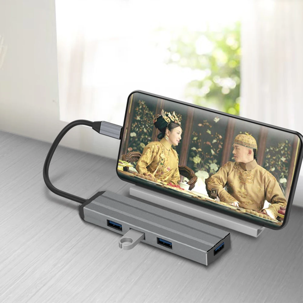 
4 in 1 USB C Hub Type C to 4 Ports USB 3.0 Hub Adapter Type C USB 3.0 4 Port Data Transfer Hub 