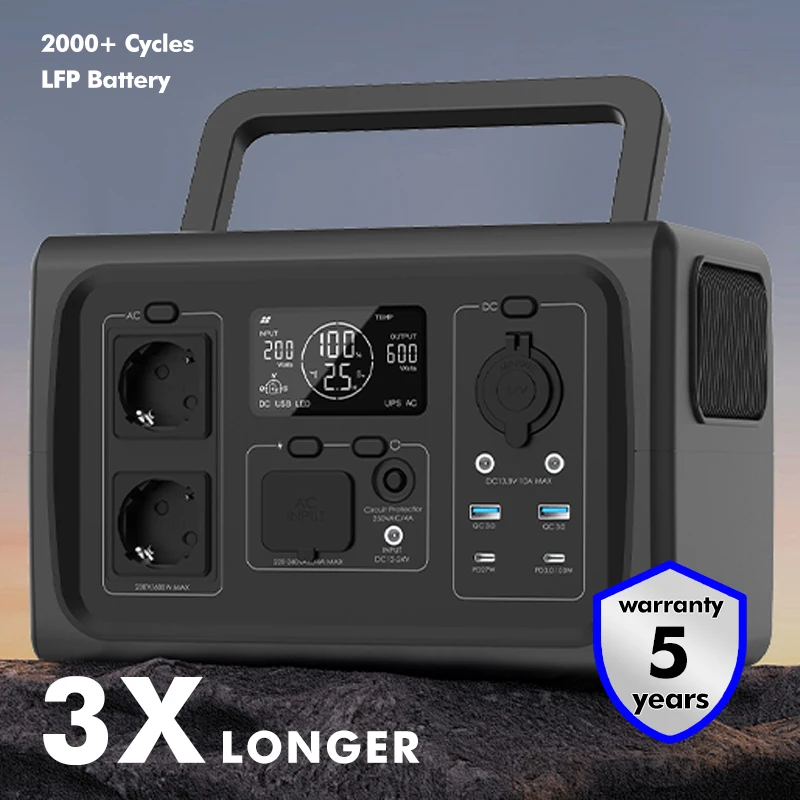 Outdoor Power Supply 600w High Power Mobile Large-Capacity Computer Charging Treasure Camping Emergency Portable Generator