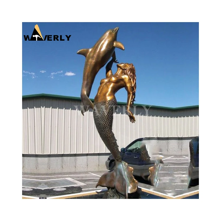 Outdoor Garden Life Size Metal Mythology Statue Fountain Hand Cast Bronze Mermaid Sculpture Fountain for Sale