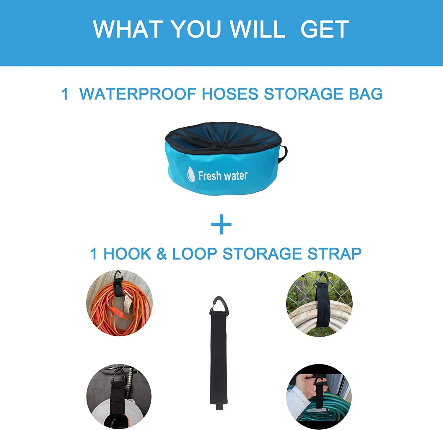 Factory Direct Waterproof RV Equipment Drawstring Storage Bag Utility Bag Different Colors Fresh Water Hoses Organizer Bag