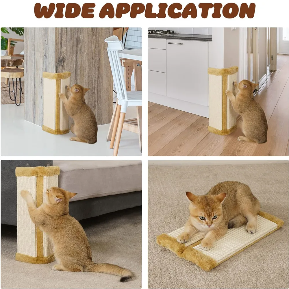 Cat Wall Corner Scratcher, Furniture Protector Kittens Scratch Board, Sisal Cat Scratching Pad