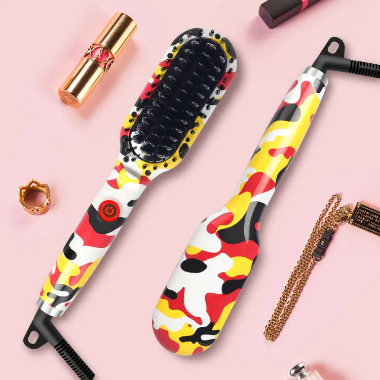 Professional Beard Straightener for Men Quick Styling Comb for Frizz-Free Beard Hair Anti Scald Beard Straightening Heat Brush