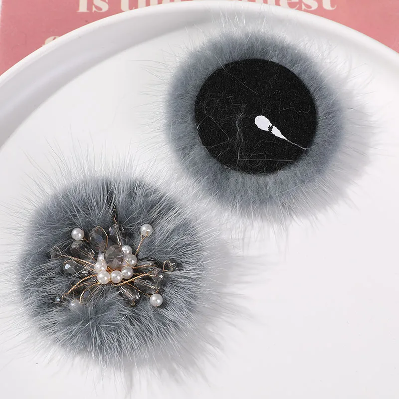 Fashionable Hair  Winter Accessories Embellished With Pearl Jewelry for hairclip shoes mink Fur Ball Pompoms Accessories