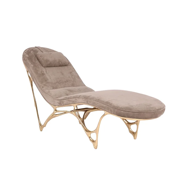 
Modern luxury lounge chair with copper fabric soft package 