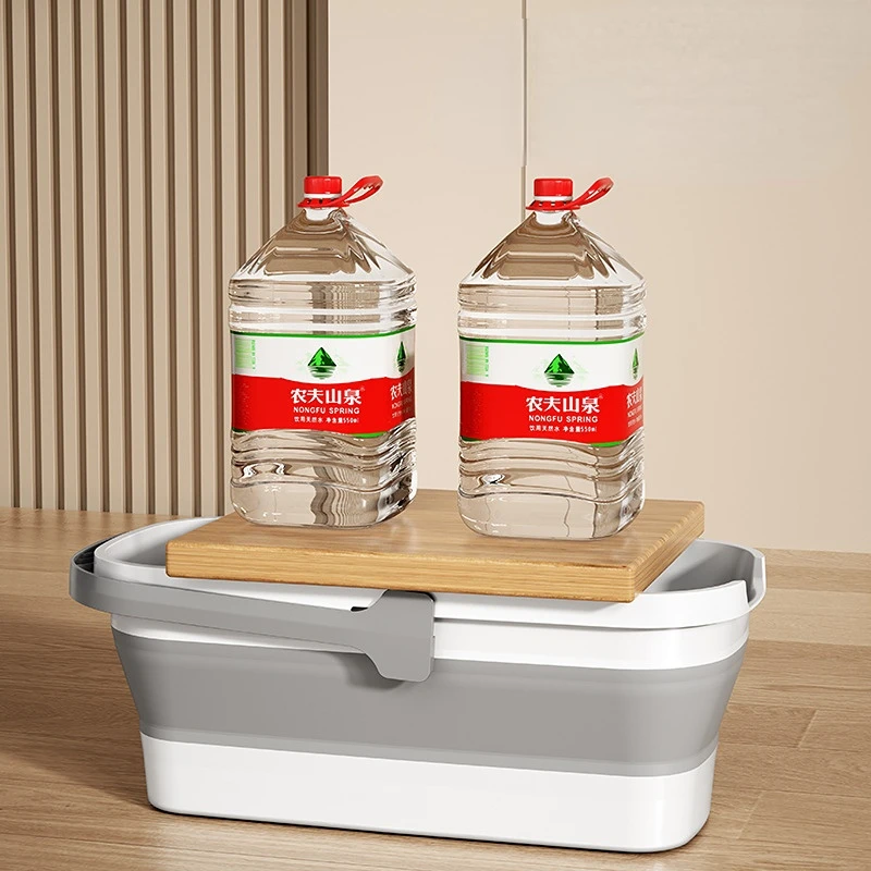 Foldable portable bucket mop bucket Household wash mop mop car wash water storage rectangular large plastic single bucket