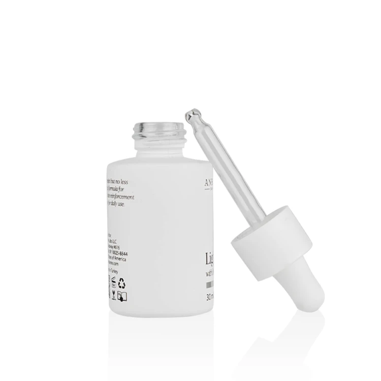 30ml mat white glass bottles skincare set  packaging container glass dropper bottles