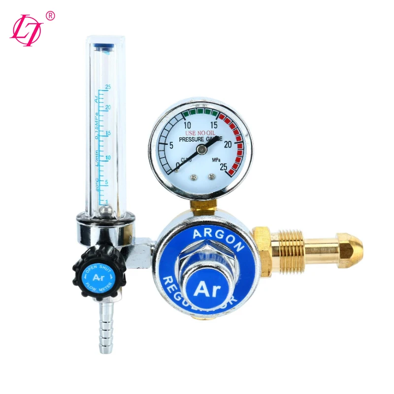 Argon Regulator With Flowmeter TIG MIG CO2 Regulator 0 to 25 L/MIN - 0 to 25 MPA Pressure Gauge CGA580 Inlet Connection