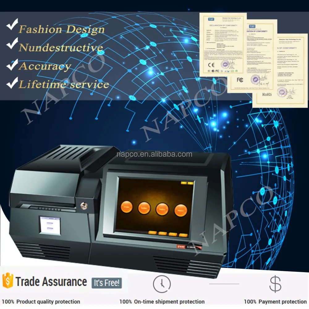 Машина для проверки чистоты золота XRF спектрометр 9600 EXF Napco Xrf Si Pin модель Exf