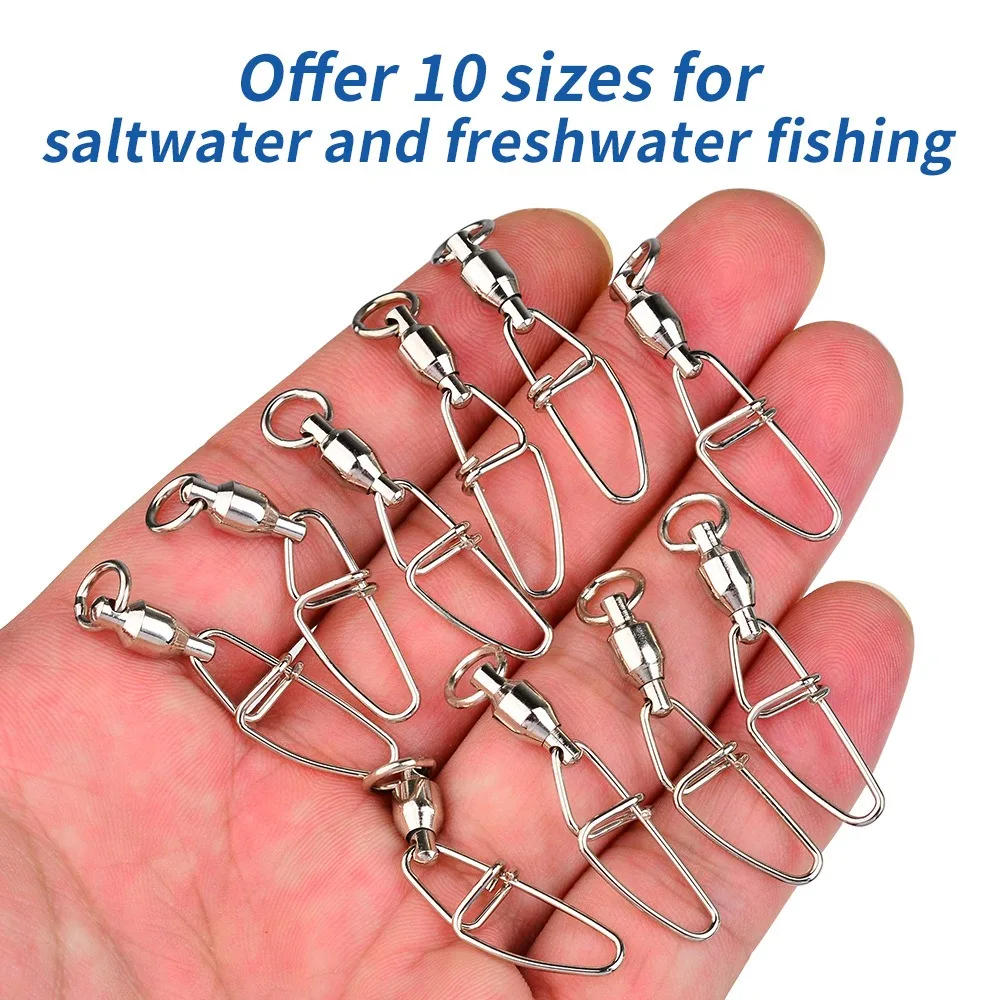 Stainless Steel Fishing Snap Connector 0#-10# Pin Bearing Rolling Swivel Snap Fishing Tackle Accessories