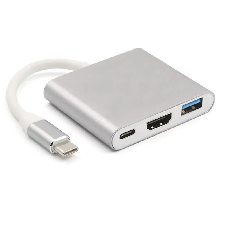 Адаптер 3 в 1 из алюминиевого сплава для зарядки HDTV PD Usb C ноутбука Macbook Pro с 4K
