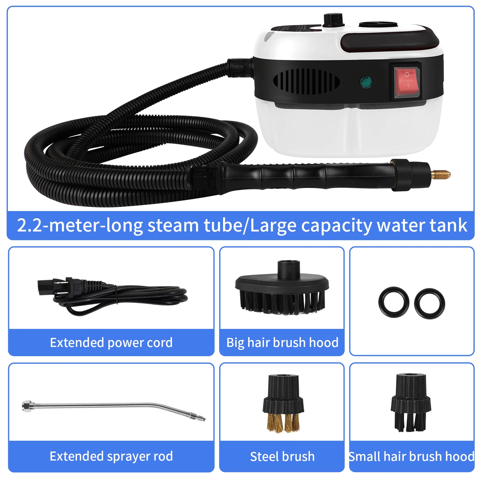 Steam Cleaner 2500W High Pressure Steam Cleaner Handheld High Temperature Steam Cleaner For Home Kitchen Bathroom Car Cleaning