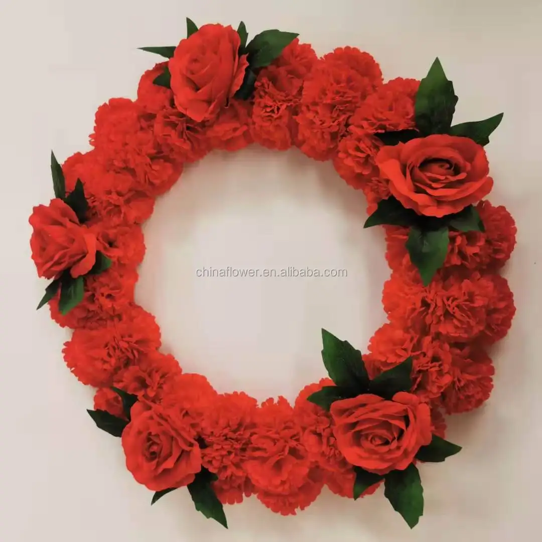 FCR1102 Wholesale Coffin Decorative Graveyard Condolence Flowers Artificial Cheap White Funeral Flower Wreath