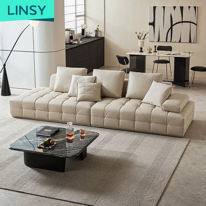 Linsy Italian style leather sofa high end leather living room Italian style couch sofa