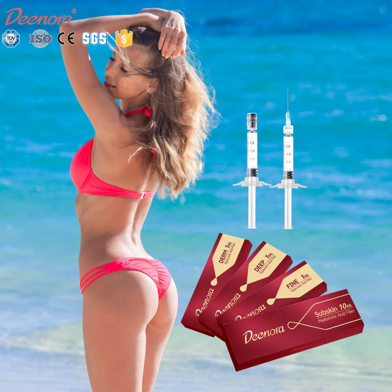 Deenora korea ha trade cross linked anatomical model face panis  injectible dermal filler lido for buttocks augmentation