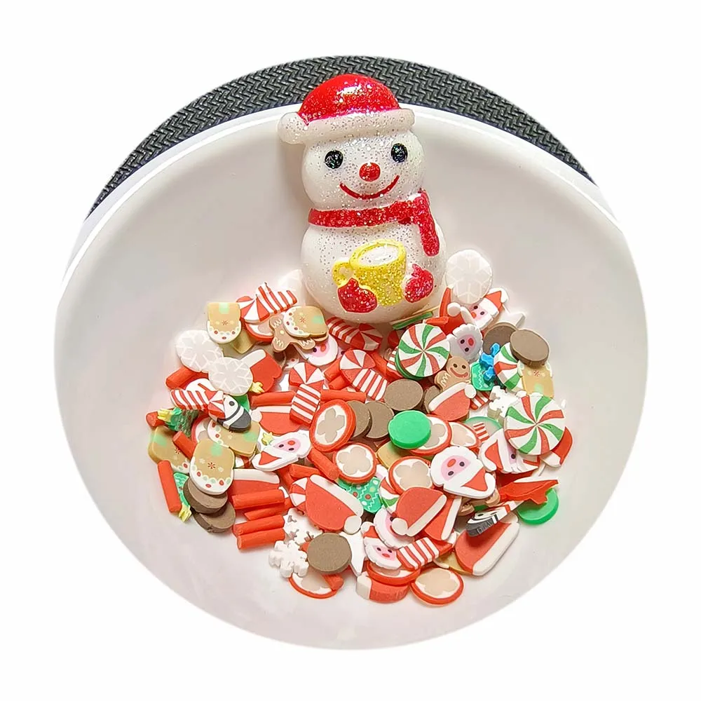 Diy Handmade Products Add Ons Slime Polymer Clay Sprinkles Christmas Clay Slices Hat Gingerbread Candy Can Trees Snowman Charms