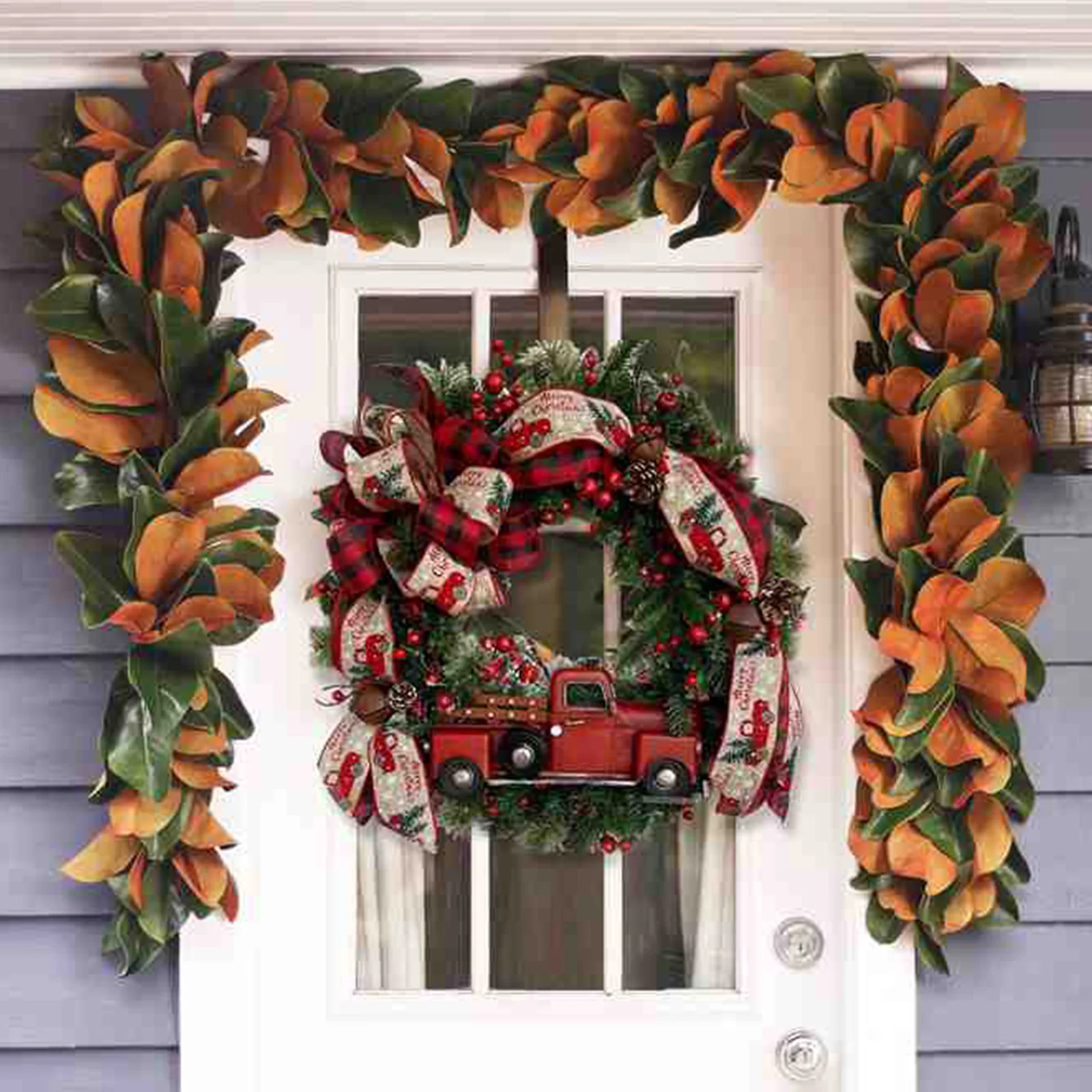 Cross Border Christmas Garland Red Truck Buffalo Plaid Garland Plaid Garland Decoration Christmas Gift