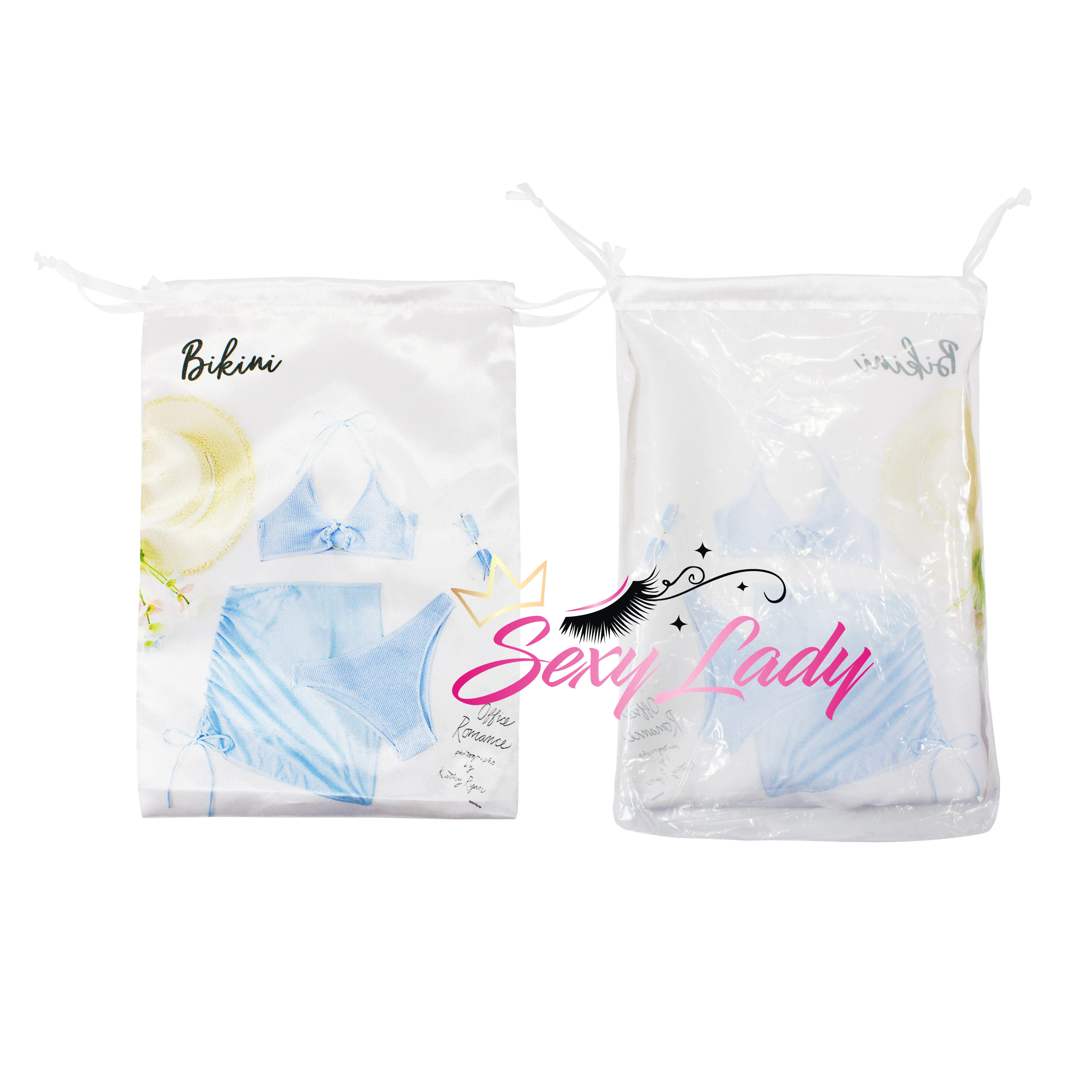 High Quality Soft Satin Swimming Bag Shopping waterproof 100 silk hair bag Drawstring Bags Swimwear Packaging