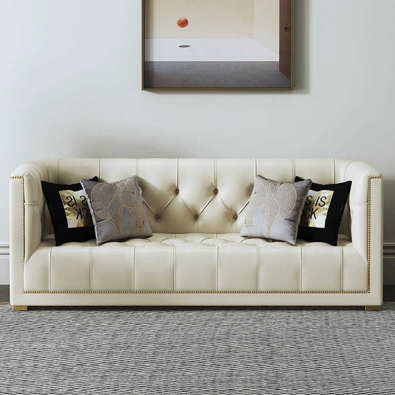 
Набор диванов из натуральной кожи с металлическими заклепками, комплект диванов с пряжкой, секционные мебели chesterfield с металлическими ножками для гостиной 