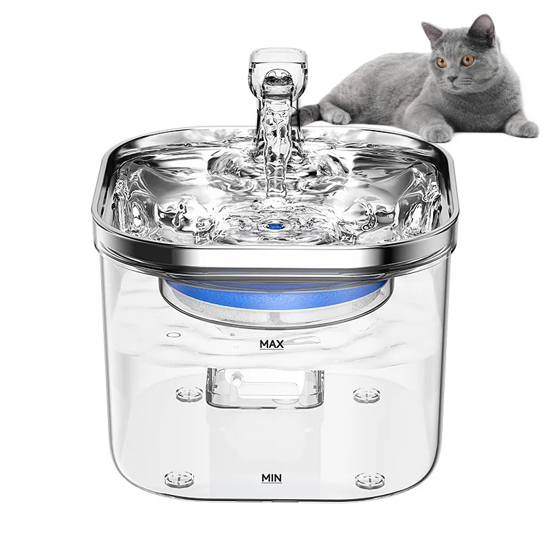 Popular Design OEM Automatic Pet Feeder Waterer Transparent Mute Pump Pet Water Fountain