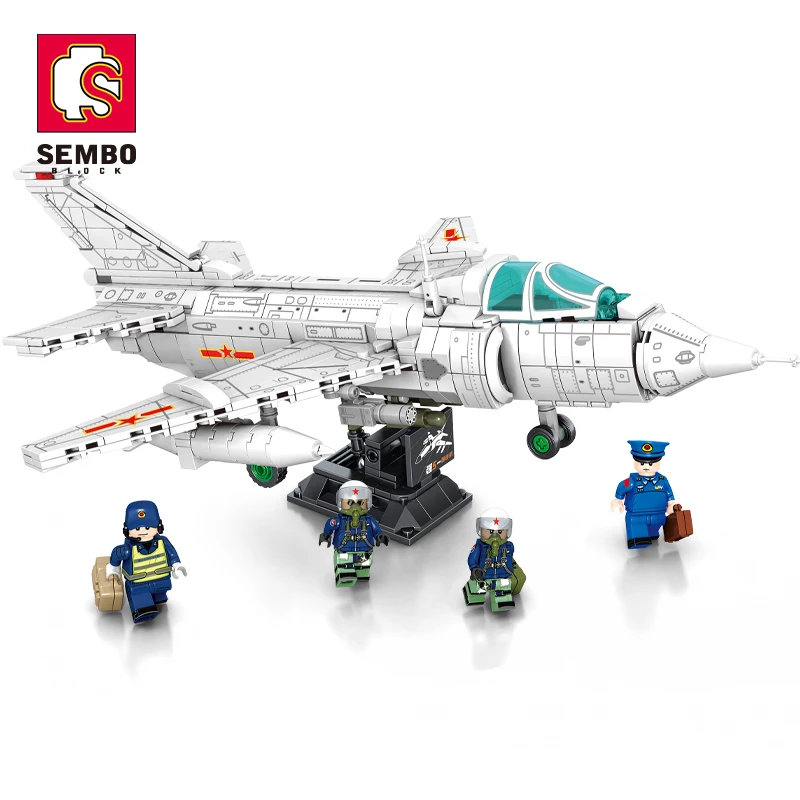 Sembo Block 202157 679pcs Q-5 Fighter Warfare Soldier Series Plane Model Bricks Military Toys Building Blocks Sets Boy
