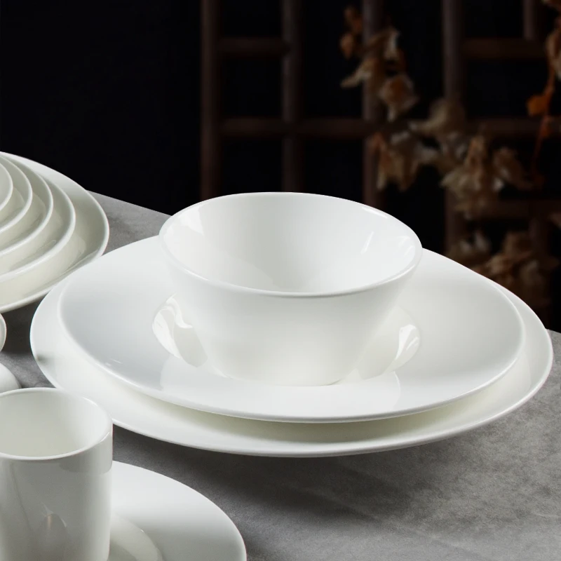 Ceramic Manufacturing Classic White Ceramic Dinner Set Porcelain Dishes Plates Set Hotel Chinaware Hotel & Restaurant Supplies