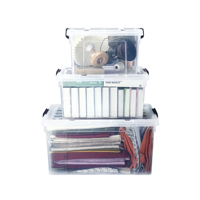 Big Clear Multifunction Organizer Bins Storage Box Plastic Storage Box With Latching Handle And Wheels Lids