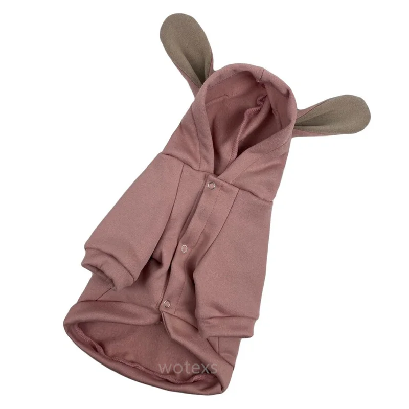 PT316  Hot sale Pet Winter Autumn cotton Hoodie rabbit ears Bull Dog hoodies Dog coat Warm Thickness Back ball