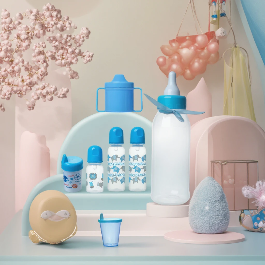 Factory Custom 19PCS Baby Bottle Set BPA-Free Silicone Baby Milk Bottle Set Cartoon Pattern PP Feed Bottle with Kids Gift Box