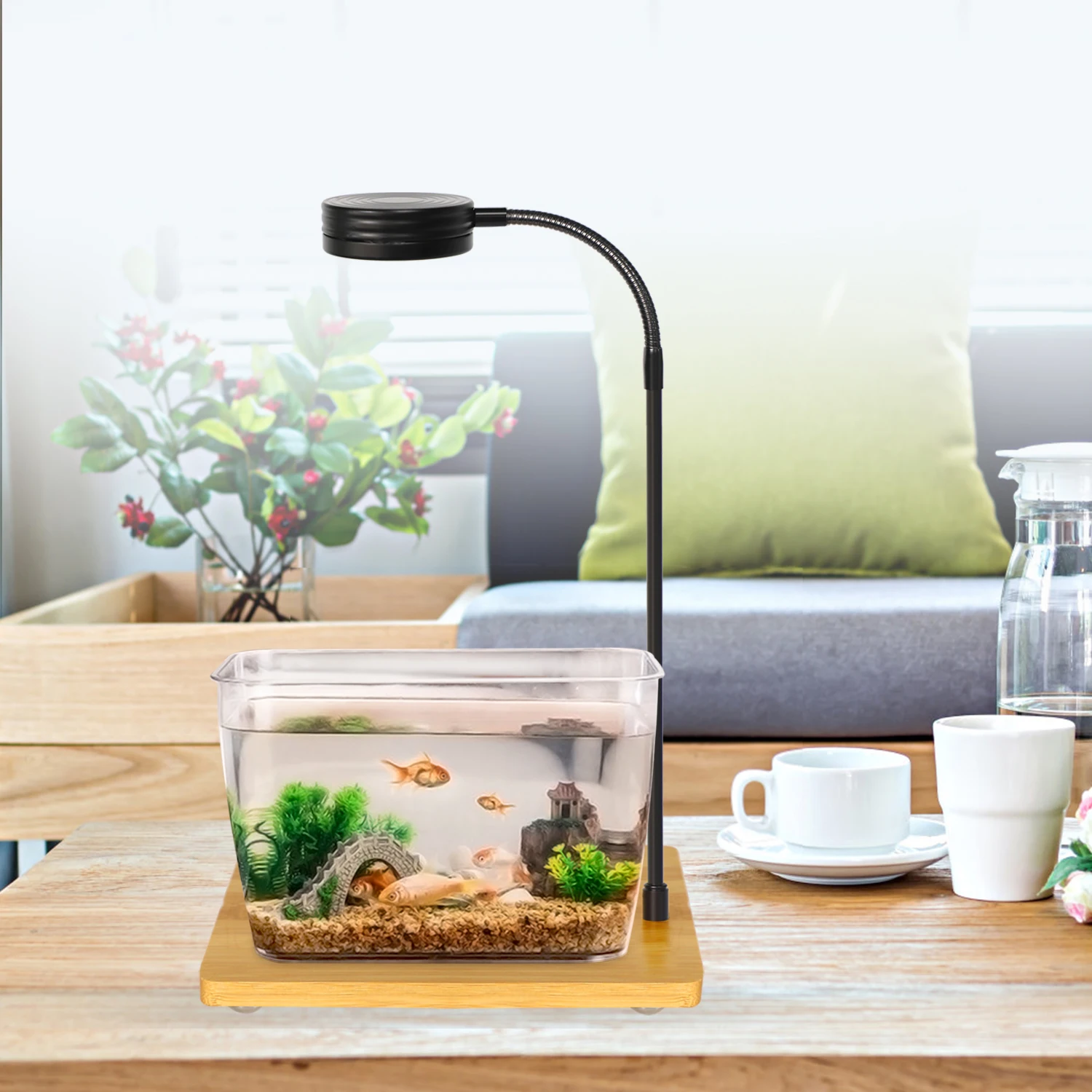 ce rohs small bamboo base jellyfish lamp led aquarium light full spectrum for fish tank bonsai