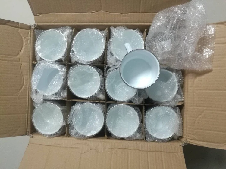 MIDA Sublimation White Enamel Mug With Silver Rim For Camping/Travel/Coffee Mug