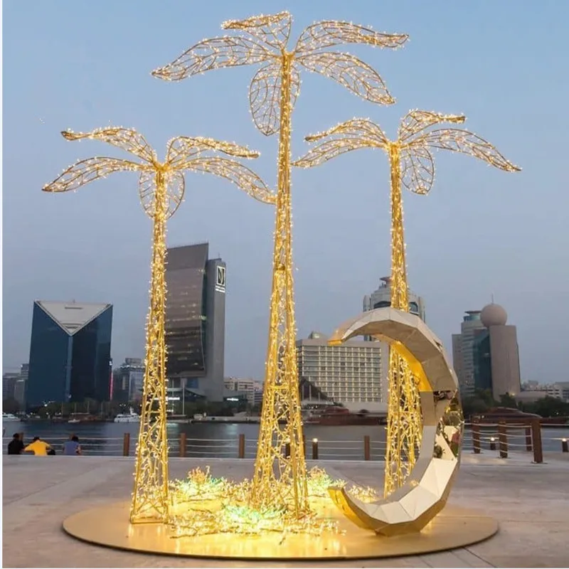 2022 Wholesale Price Shopping Mall Outdoor Eid Mubarak Street Decorations 2D Ramadan Led Motif Lights