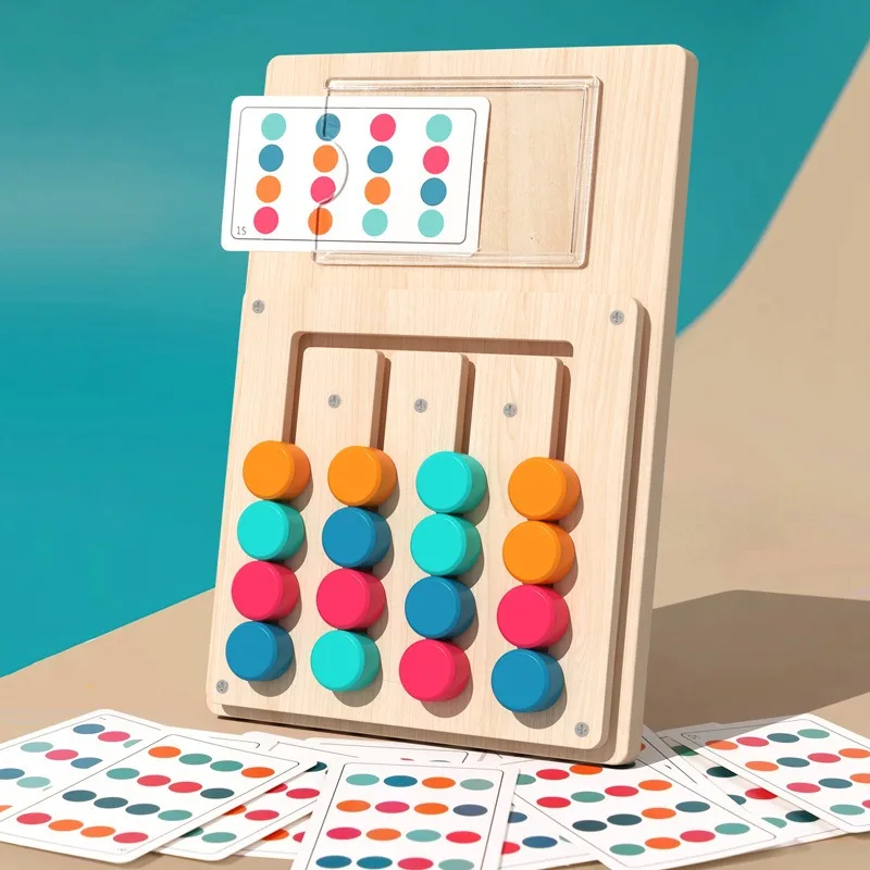 Montessori Slide Puzzle Color Matching Game Educational Wooden Toys for Kids Boys Girls Age 3+ Years Old Travel Toys Gifts