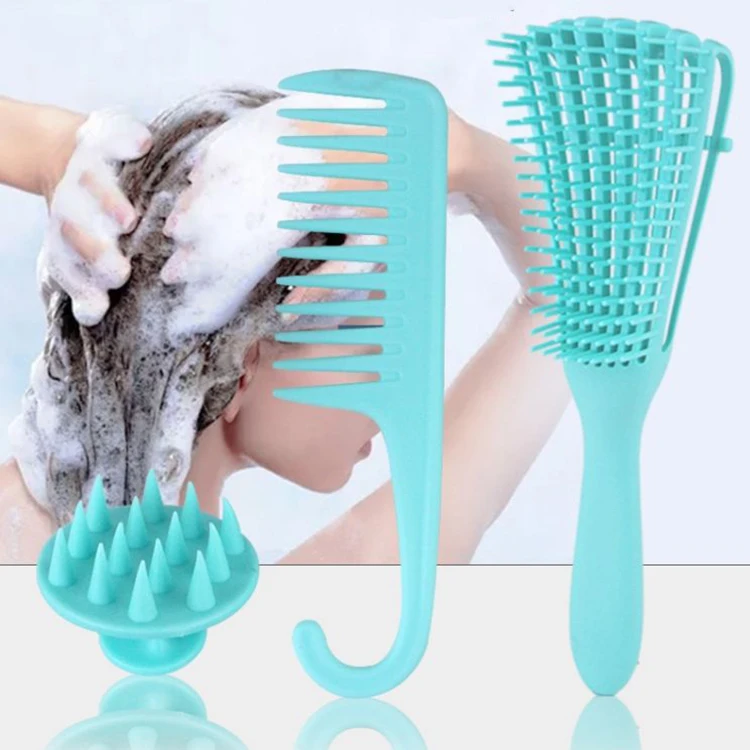 Manufacturer sells  big tooth massage comb, big wave, detangling scalp thicken rubber hair shampoo hair comb and brush set