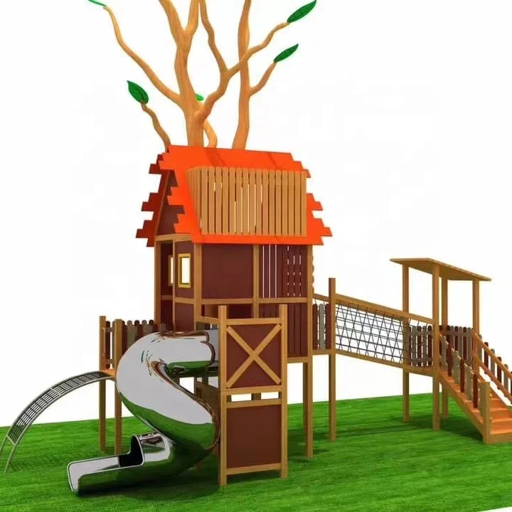 Kids playground outdoor playhouse wooden kids outdoor