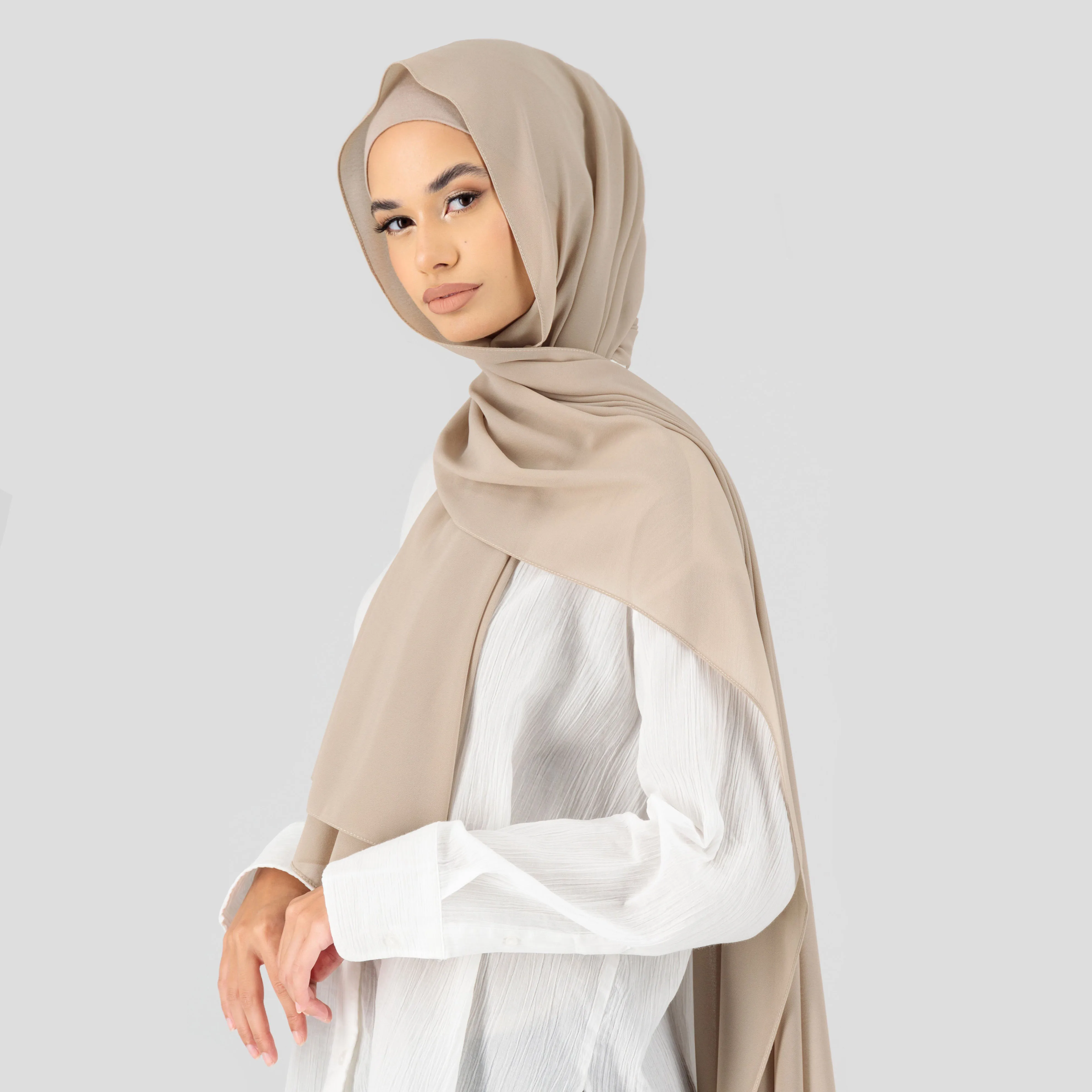 2022 Latest Prefect Matching Chiffon Hijab Set  Chiffon Hijab With Underscarf Matching Color Chiffon Hijab