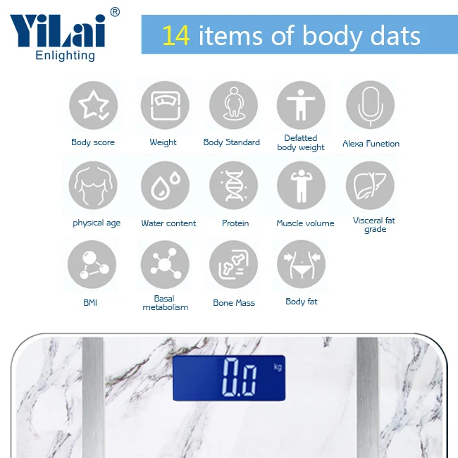 Electronic Digital LCD display backlit scale healthkit balanza para pesar alimentos Body Fat Smart WIFI Scale