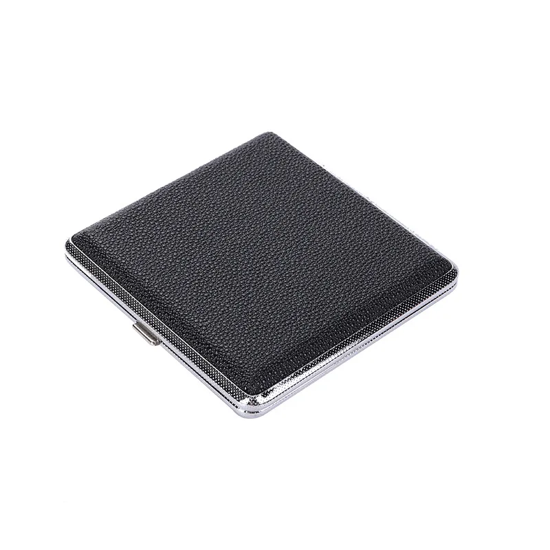 Original factory 20pcs capacity portable ultra-thin black leather cigarette case personality lengthened cigarette case