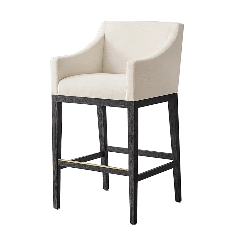 Home luxury simple modern bar stool chairs designer kitchen counter  wooden chairs cafe bar chair with arms