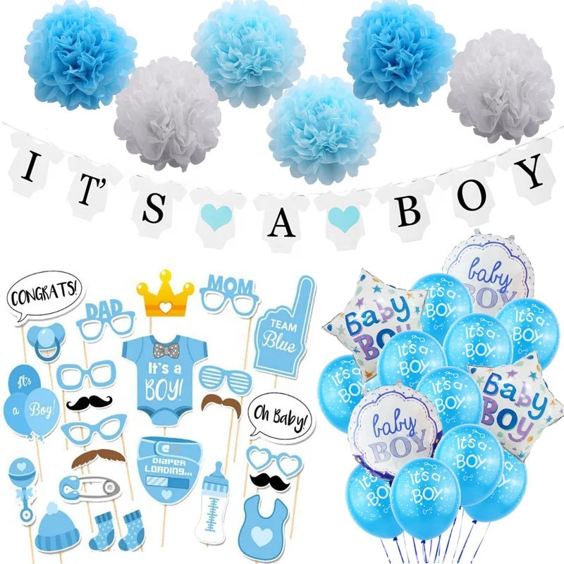 Boy or Girl Baby Gender Reveal Baby Shower Balloon Birthday Party Balloon Decoration Set