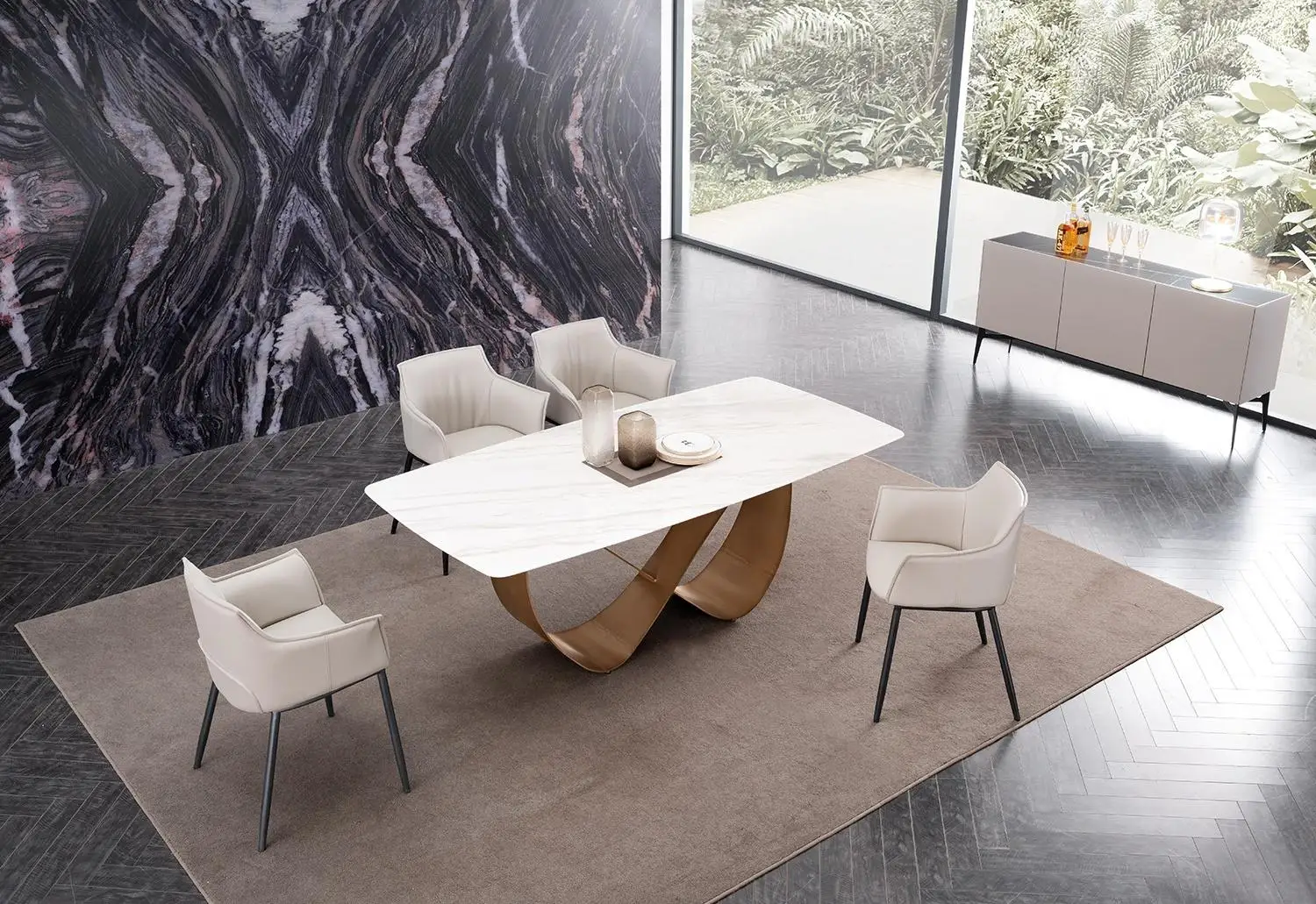 Italian design modern comfortable leather seat luxury solid wood chair base bedroom leisure chair dining chair restaurant