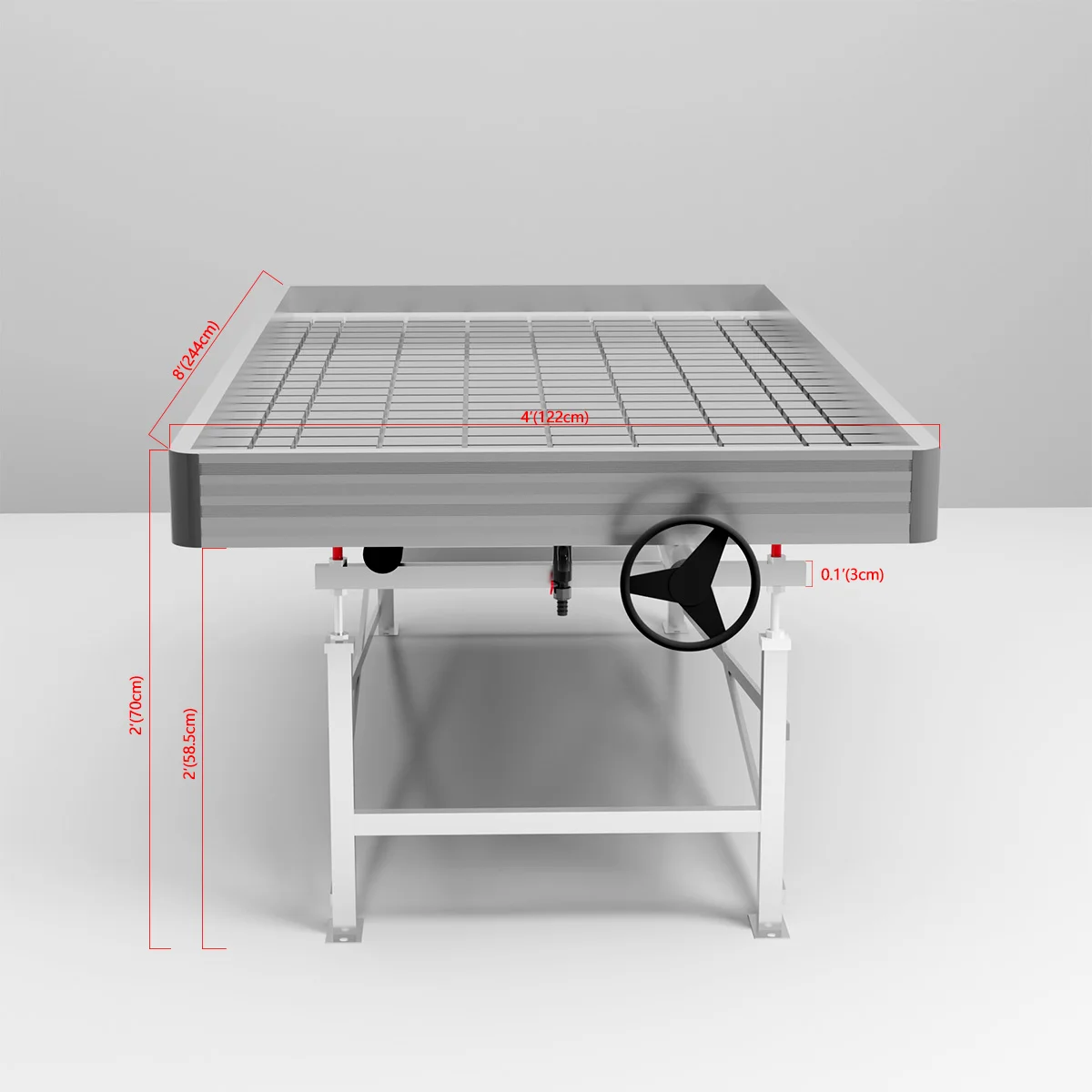 Movable Rolling Bench Ebb And Flow Hydroponic System 4x8 Seedbed Flood Growing Table Plant Drainage Bed