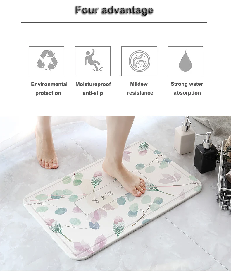 Super Absorbent Door Mat Diatomite Anti Slip Carpet