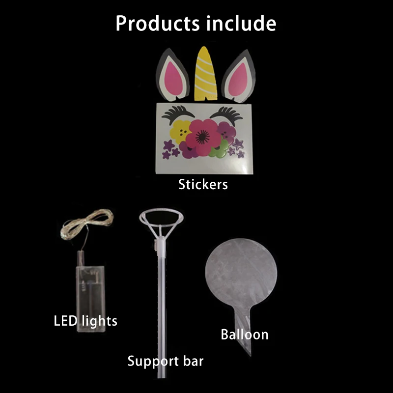 RUI YI Factory Wholesale 20 inch Unicorn Stickers Led Ballons Lighting Led Balloon Light Bobo Balloons