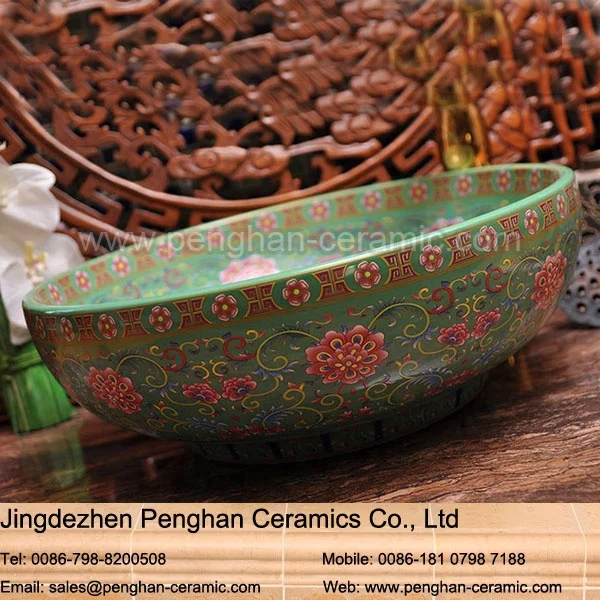 Chinese Wholesale Color Glazed Artistic Ceramic Counter Top Special Design Basins