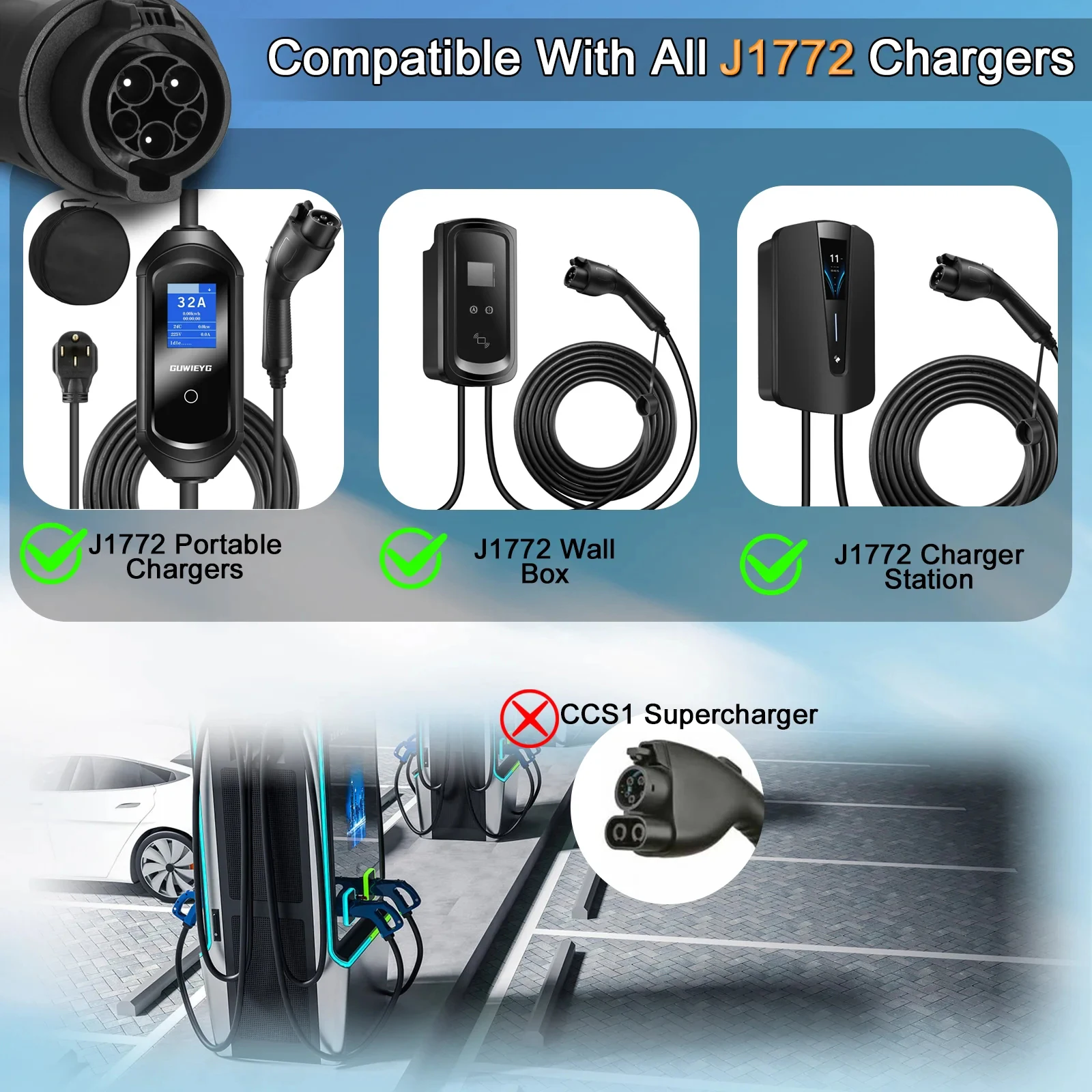 High Quality Portable New Type2 EV Car Charger Adapter for Tesla IEC 62196 Type2 Adaptor Accept Customize Connector